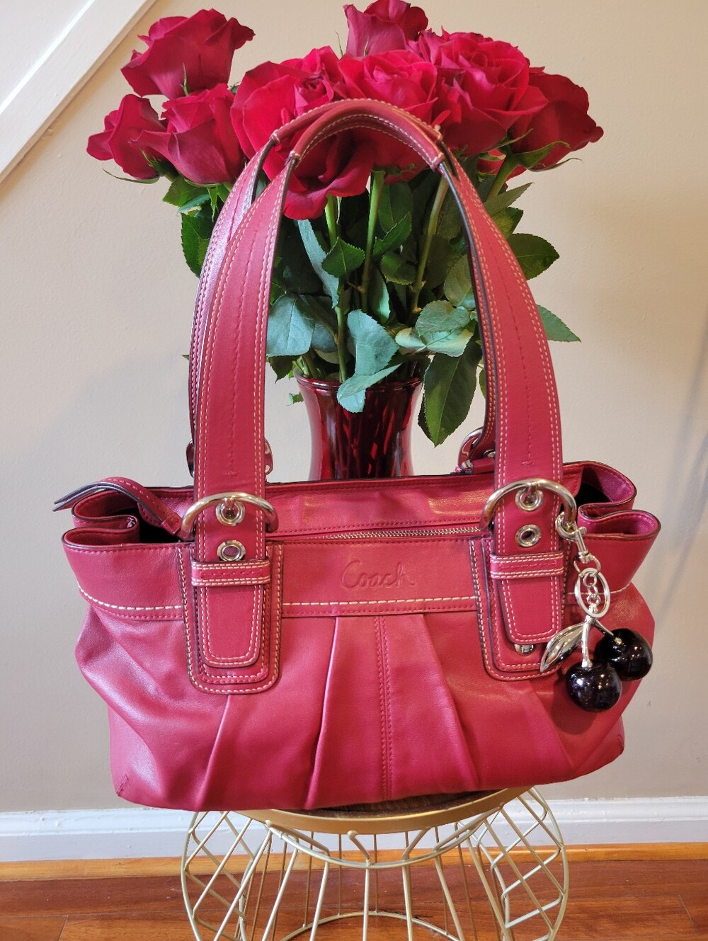 Vintage Coach Soho Pleated Leather Shoulder Bag